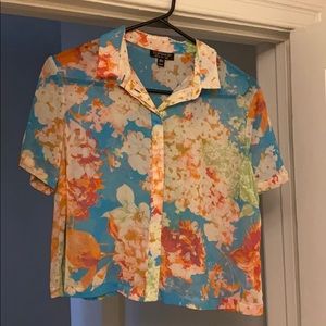TOPSHOP - 'Zoe' Floral Print Short Sleeve Blouse NWOT